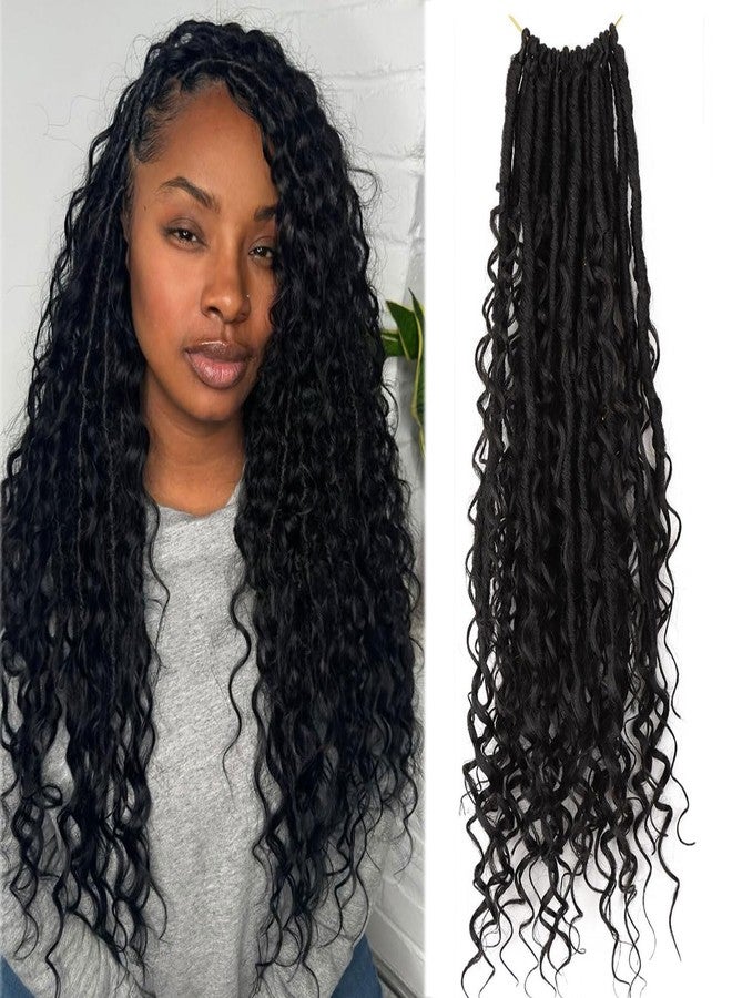 فلايتينغ شعر كروشيه Goddess Locs، مُجهز مسبقًا، 20 بوصة، شعر كروشيه جديد على طراز Boho Faux Locs مع أطراف مجعدة، 8 عبوات، شعر كروشيه Bohemian River Locs للنساء ذوات البشرة السمراء 1B - Image 1